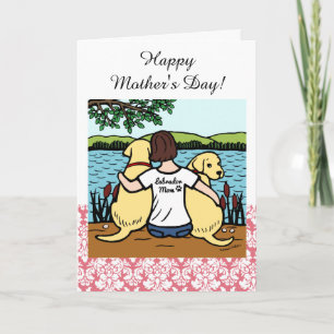 Two Yellow Labradors and Mum Card