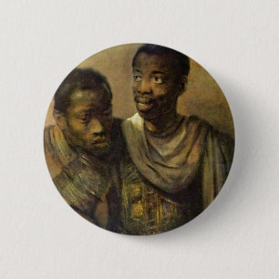 Two Young Africans., Jonge  By Rembrandt Van Rijn 6 Cm Round Badge