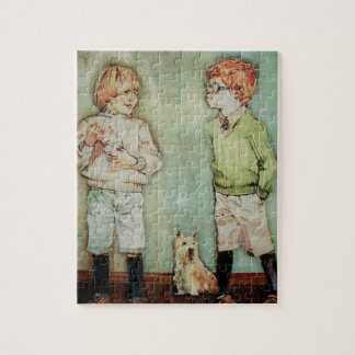 Two Young Boys Puzzle/Jigsaw with Tin Jigsaw Puzzle