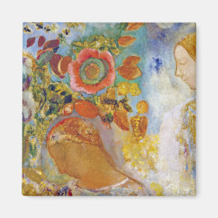 Two Young Girls among Flowers, Redon Magnet