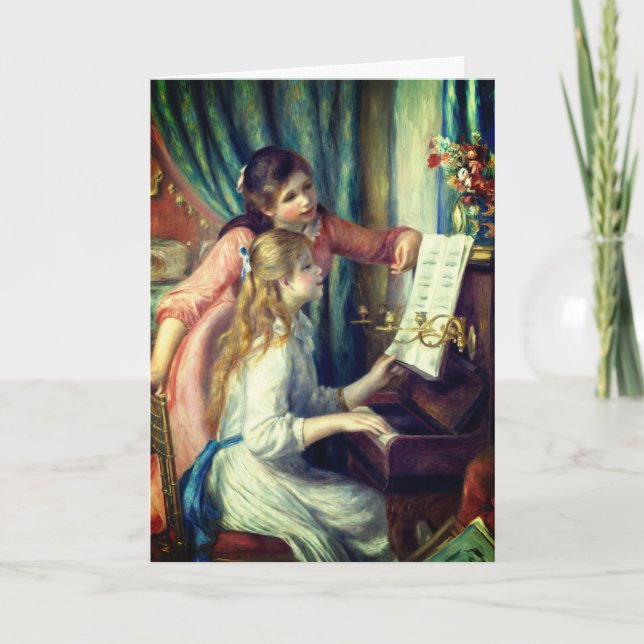 Two Young Girls at the Piano by Renoir: Blank Card (Front)
