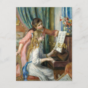 Two Young Girls at the Piano - Pierre-Auguste Reno Postcard