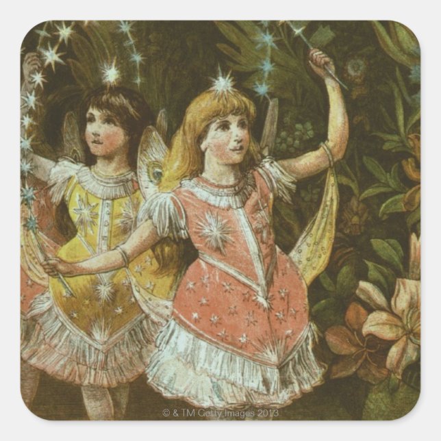 Two young girls perform ballet square sticker (Front)