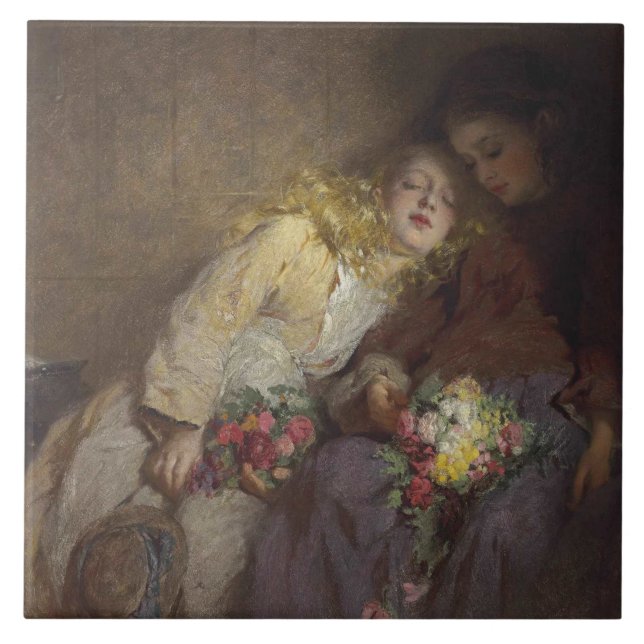 Two Young Girls Returning Home Tile (Front)