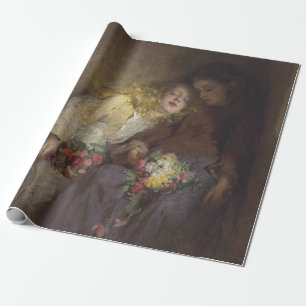Two Young Girls Returning Home Wrapping Paper