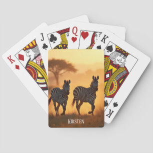 Two Zebras Playing Cards