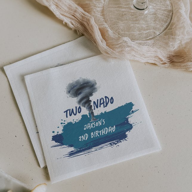 Twonado Twister Tornado Blue Grunge Birthday Napkin (Twonado Twister Tornado Blue Grunge Birthday Napkins)