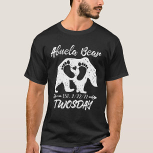 Twosday Abuela Grandma Bear New Baby Shower Announ T-Shirt
