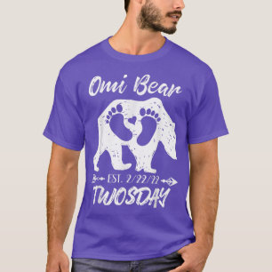 Twosday Omi Grandma Bear New Baby Girl Boy Announc T-Shirt