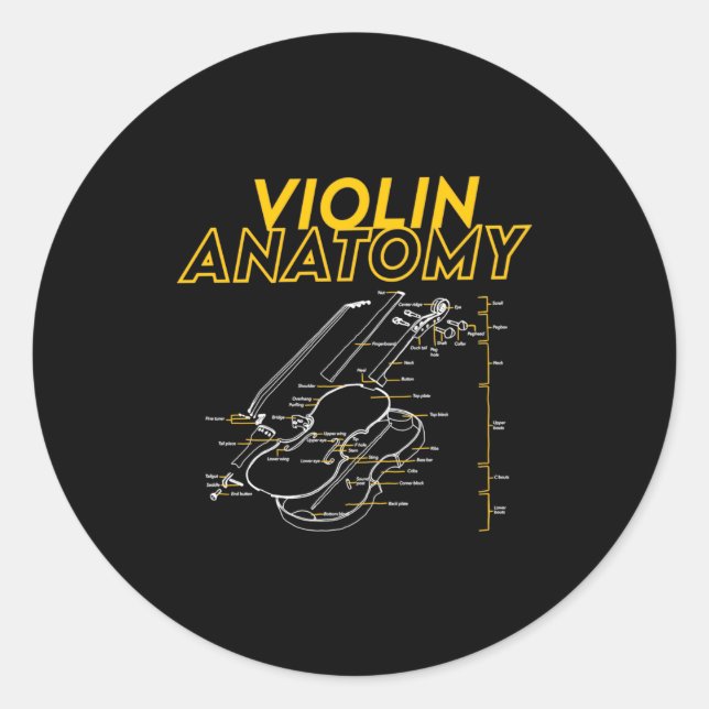 Twoset Violin Violin Anatomy Drawing Diagram Limit Classic Round Sticker (Front)