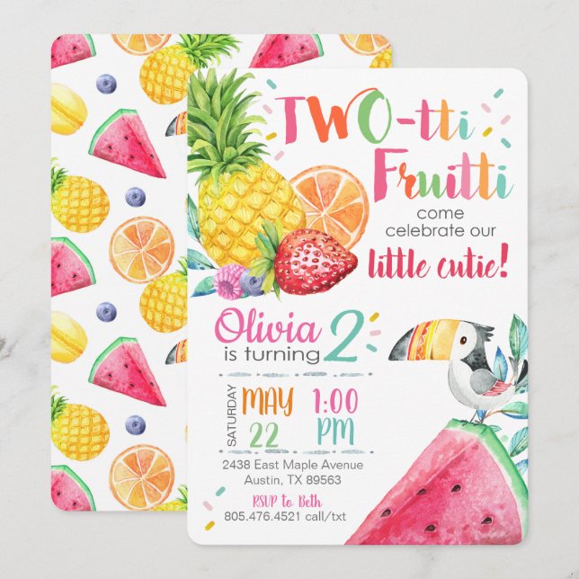 Twotti Fruitt Birthday Invitation (Front/Back)