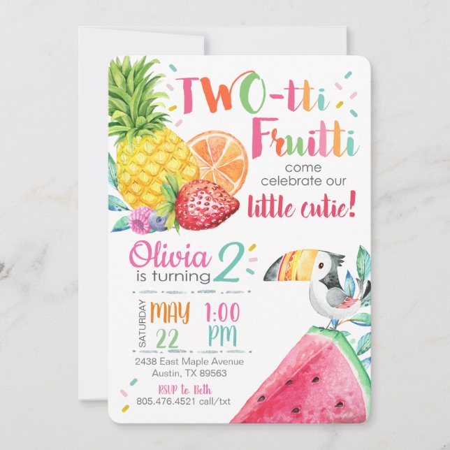 Twotti Fruitti Birthday Invitation (Front)