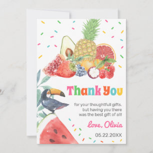 Twotti Fruitti Tropical Fruits Toucan Birthday Thank You Card