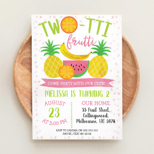 Twotti Frutti 2nd Birthday Girl Colourful Invitation