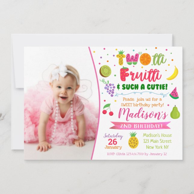 Twotti frutti birthday party invitation (Front)