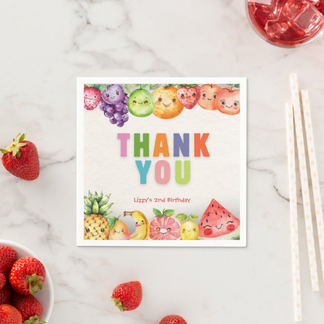 Twotti Frutti Fruit Theme Thank you Napkin (Insitu)