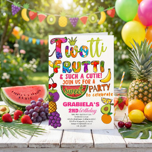 TWOtti Frutti Tropical fruit 2nd girl birthday Invitation