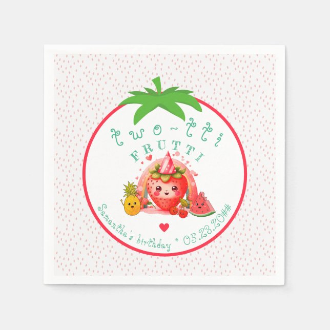 TWOTTI Tutti Frutti Summer Fruit Kids 2nd Birthday Napkin (Front)