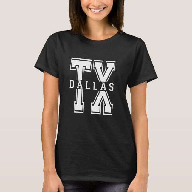 TX - Dallas Texas - Split Monogram - Varsity Style T-Shirt (Front)