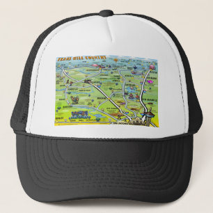 TX Hill Country Cartoon Map Trucker Hat