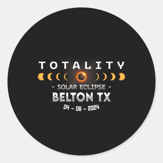 Tx Total Solar Eclipse 2024  Classic Round Sticker (Front)