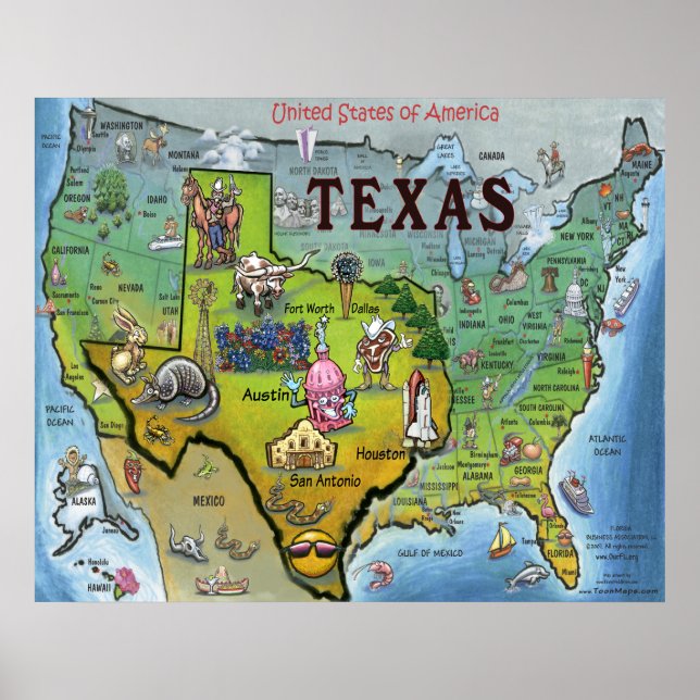 TX USA Map Poster (Front)