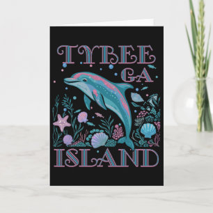 Tybee Island Ga Dolphin Lover Colorful Beach Souve Card