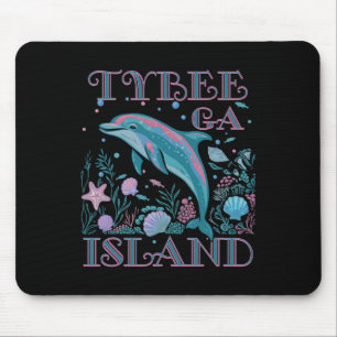 Tybee Island Ga Dolphin Lover Colorful Beach Souve Mouse Pad