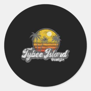 Tybee Island Ga Retro 70's Vintage Surfer Gift  Classic Round Sticker