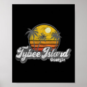 Tybee Island Ga Retro 70's Vintage Surfer Gift  Poster