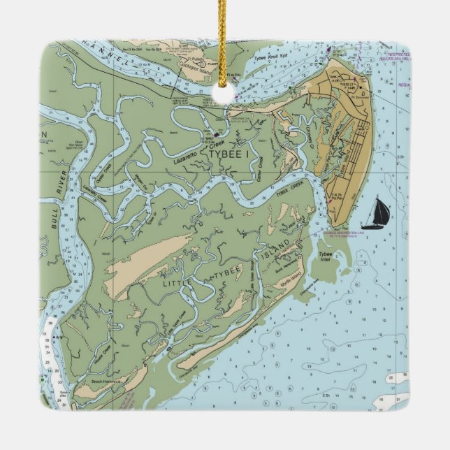 Tybee Island Georgia Ceramic Ornament (Back)