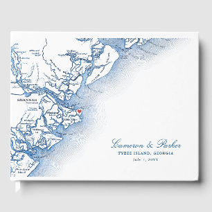 Tybee Island Georgia Map Elegant Wedding Guest Book