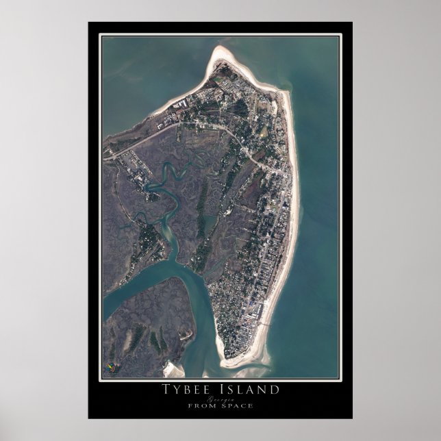 Tybee Island Georgia Satellite Poster Map (Front)