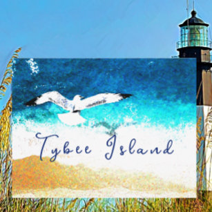 Tybee Island Georgia Seagull Soaring over Beach Postcard