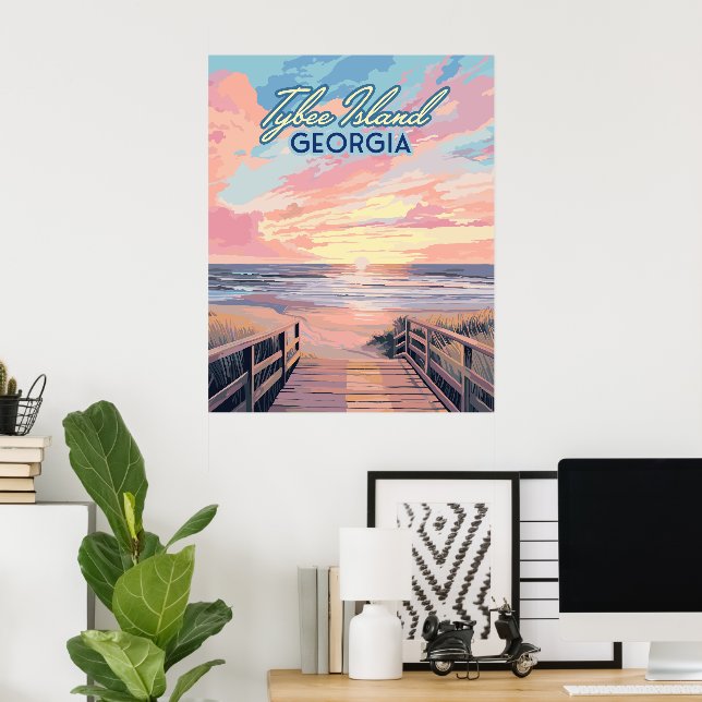 Tybee Island Georgia Sunrise Beach Savannah Poster (Home Office)