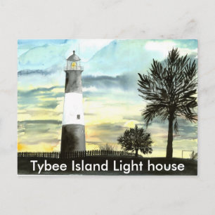 TYBEE Island Lighthouse art collectable gifts, ... Postcard