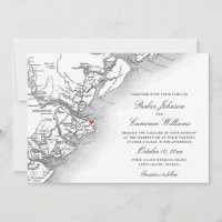 Tybee Island Map Black and White Wedding