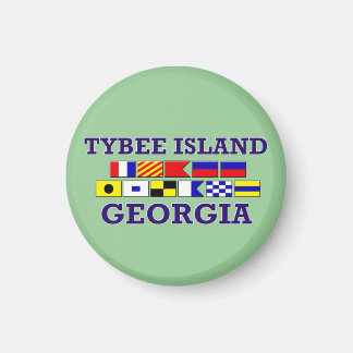 Tybee Island Nautical Flag - Round Magnet