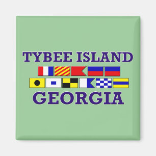 Tybee Island Nautical Flag - Square Magnet