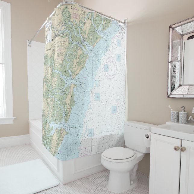 Tybee Island to Doboy Sound Nautical Chart 11509 Shower Curtain (In Situ)