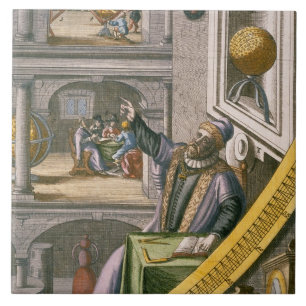Tycho Brahe (1546-1601) aged 40, amongst his astro Tile