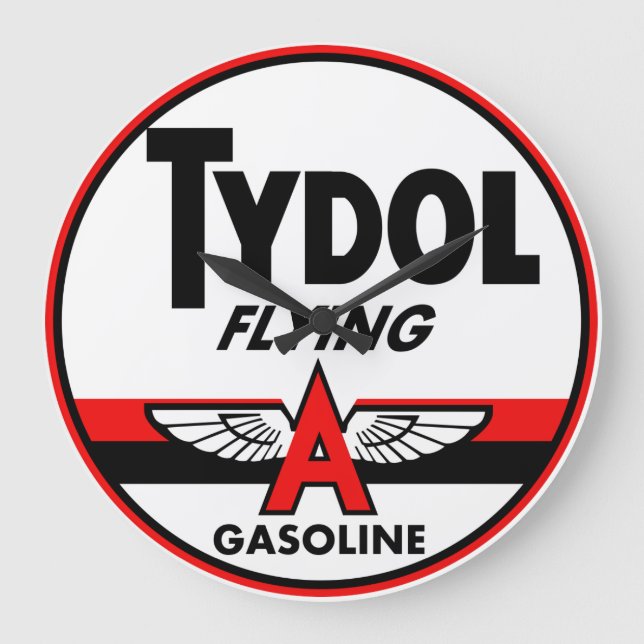 Tydol Flying Gasoline vintage sign Large Clock (Front)