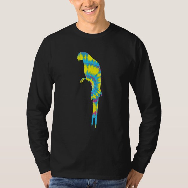 Tye Die Scarlet Macaw Colourful Parrot Bird Tropic T-Shirt (Front)
