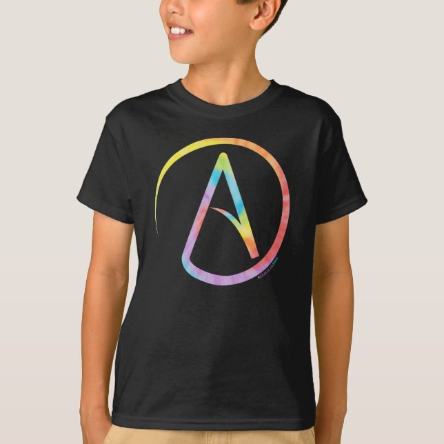 Tye Dye Atheist Symbol Kids Shirt (Front)