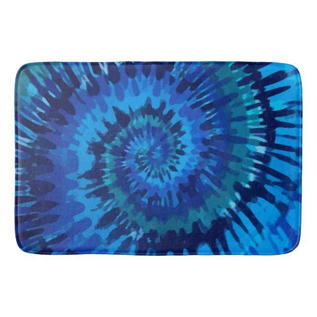 Tye-Dye-Blue Bath Mat (Front)