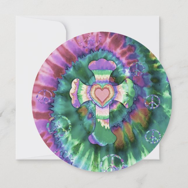 Tye Dye Cross Pink Colours Invitation (Back)