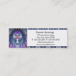 Tye Dye Cross with Heart Centre in Purple, Blue Mini Business Card