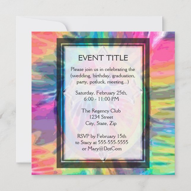 Tye Dye Cross with Heart in Centre Invitation (Front)