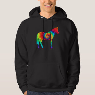 Tye Dye Horse Tye Rainbow Colour Cute Horseback Ri Hoodie