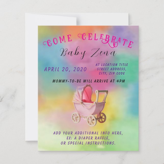 Tye-Dye Princess Baby Shower (Front)